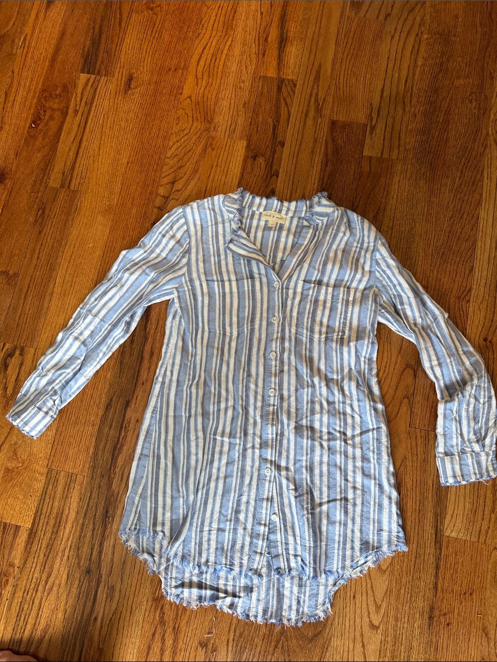 cloth & stone Blue and White Striped Top Anthropologie